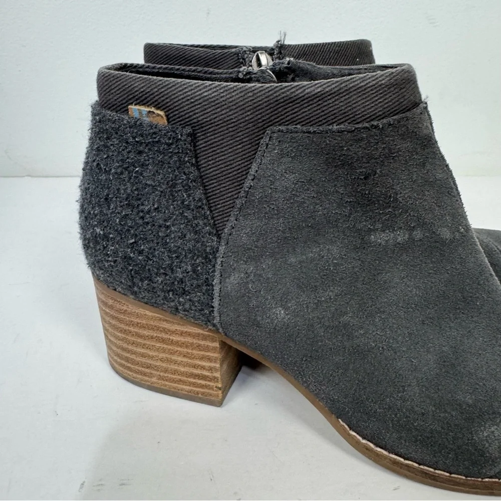 Toms Gray Suede Ankle Boots Booties Casual Shoes